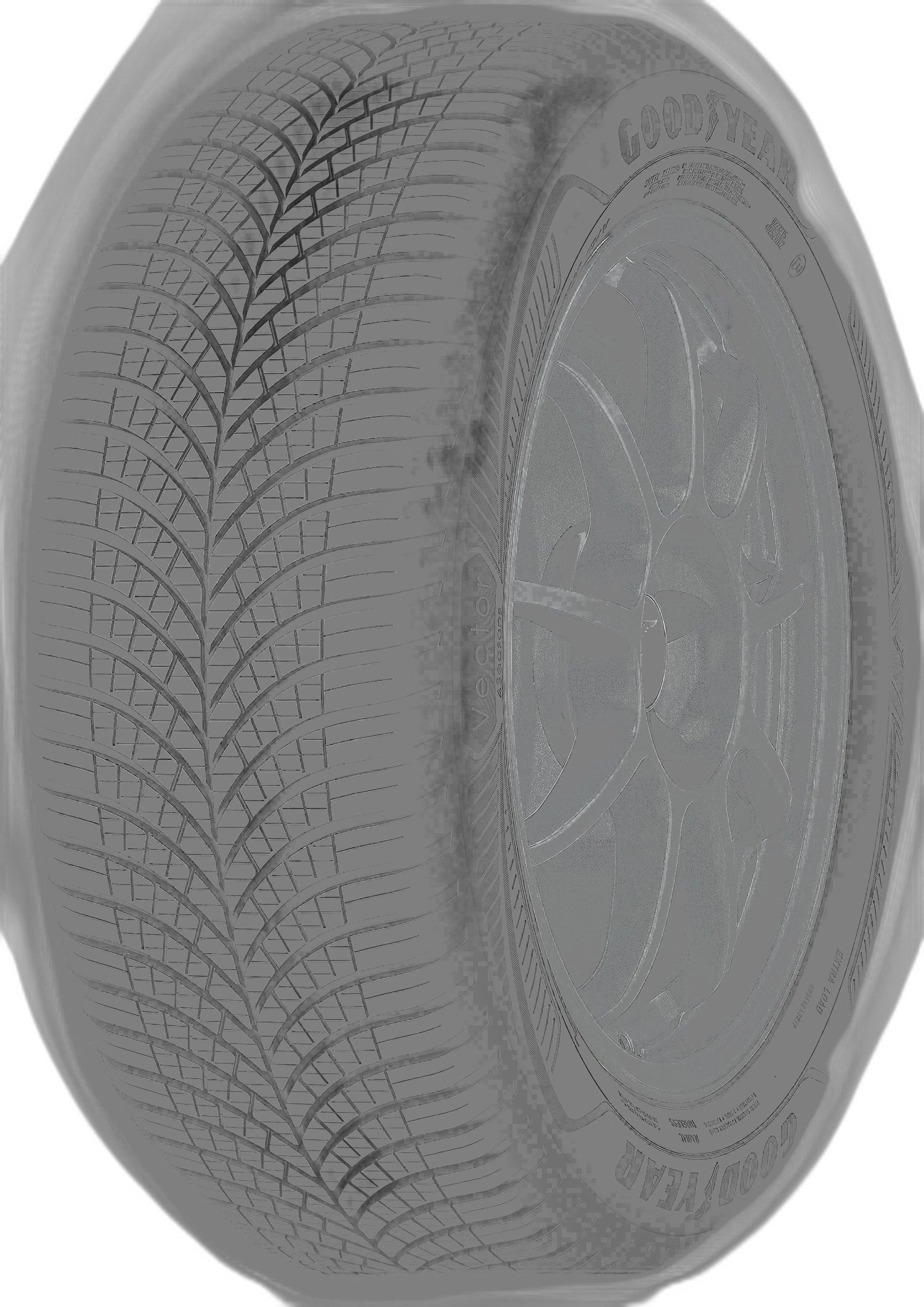 Goodyear Vector 4Seasons FP M+S - Pneumatico 4 Stagioni 255/45R18 99Y, Etichetta E/C/69dB